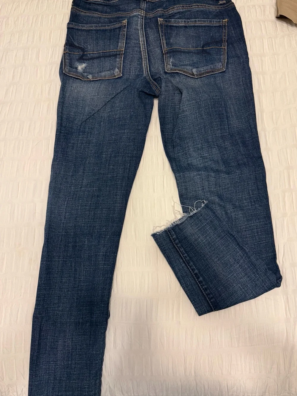 American Eagle Outfitters Distressed Dark Blue Boyfriend Jeans